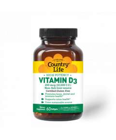 Country Life 250mcg Vitamin D3 60 Softgels Supplement
