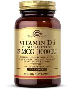 Solgar 25mcg(1000IU) Vitamin D3 100 Softgels