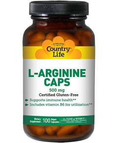 Country Life 500mg L Arginine Caps 100 Capsules Supplement