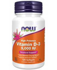 Now Vitamin D3 5000IU 120Softgels Supplement