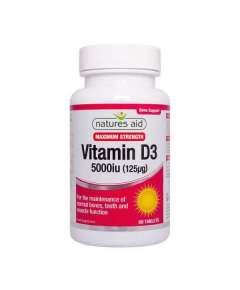 Natures Aid 5000IU Vitamin D3 60 Tablets