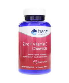 Trace Minerals Zinc and Vitamin C 60 Chewable Raspberry Wafers