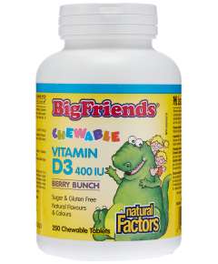 Natural Factors Big Friends 400IU Vitamin D3 250 Chewable Tablets