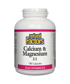 Natural Factors Calcium and Magnesium 2:1 with Vitamin D3 180 Capsules