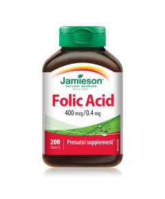 Jamieson 400mcg Folic Acid 200 Tablets Supplement