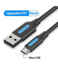 USB 2.0 A Male to Micro B Male 3A Cable 2M Black