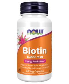 Now 5000mcg Biotin 60Capsules Supplement