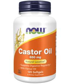 Now 650mg Castor Oil 120Softgels Supplement