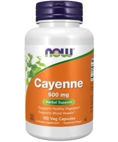 Now 500mg Cayenne 100Capsules Supplement