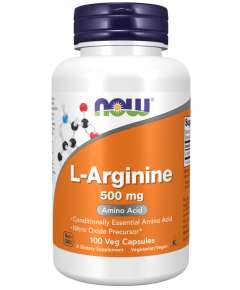 Now 500mg L Arginine 100Capsules Supplement