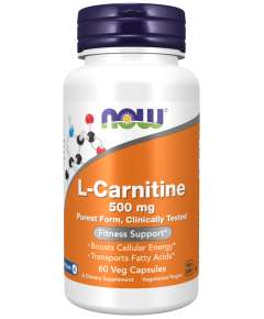 Now 500mg L Carnitine 60Capsules Supplement