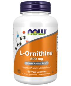 Now 500mg L Ornithine 120Capsules Supplement
