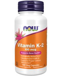 Now 100mcg Vitamin K2 100Capsules Supplement