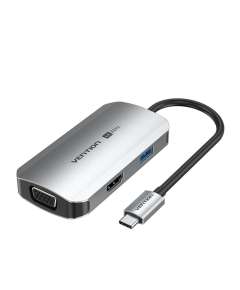 Vention USB-C to HDMI/VGA/USB 3.0/PD  0.15M Gray Docking Station