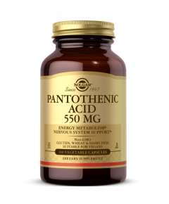 Solgar Pantothenic Acid 550 mg 100 Vegetable Capsules Supplement