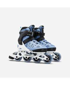 Oxelo Fit5 Kids Inline Fitness Skates, Product Colour: White & Blue, Shoe Size: UK 2.5-5 / EU 35-38