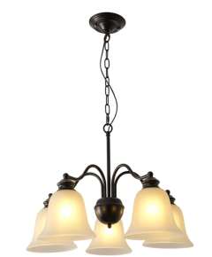 Tronic Black Chandelier – 5XE27 with Frosted Glass Shades