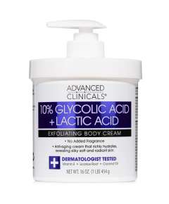 Advanced Clinicals 10% Glycolic Acid and Lactic Acid Exfoliating Body Cream