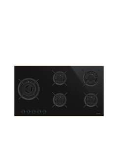 SMEG PV695LCNR 5 Gas  Black Glass WOK Cast Iron 90CM Built In Hob