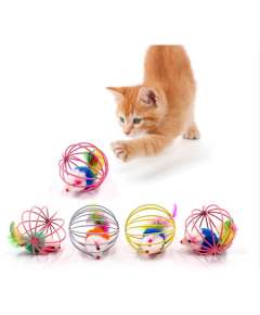 Rolling Feather Cage Cat Toy