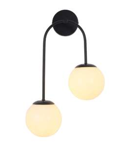 Tronic PL 1154-02-RT-BK Dual Globe Curve Black Finish Wall Light