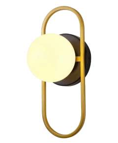 Tronic PL 1162-01-GO Golden Loop Wall Light with White Globe