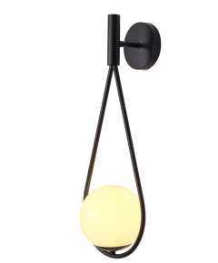 Tronic PL 1165-W1-BK Teardrop Globe Black Finish Wall Light