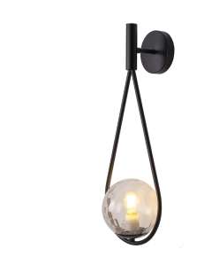Tronic PL 1166-01-BK Teardrop Glass Accent Black Finish Wall Light