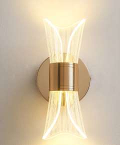 Tronic WH 2511-GO-TC Golden Beam Halo Wall Light with Clear Acrylic Detailing