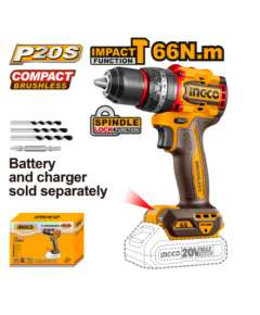 Ingco CIDLI206681 20V 66Nm LI-ION Compact Brushless Cordless Impact Drill