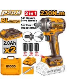 Ingco CIWLI20236 Cordless Impact Driver & Wrench