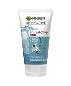 Garnier Pure Active Cleanser 3 In 1 Wash, Scrub, Mask 150ml