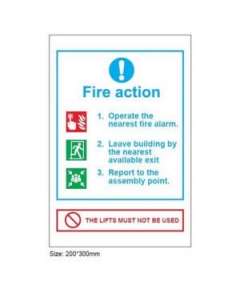 Fire Action 3 Instructions, Lift Prohibition Sign