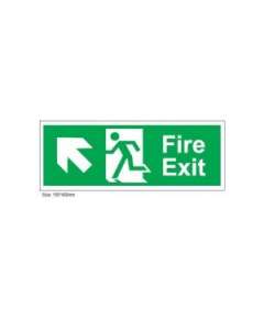 Fire Exit Arrow Up & Left Sign