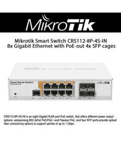 MikroTik (CRS112-8P-4S-IN) 8x Gigabit Ethernet with PoE-out Smart Switch
