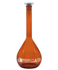 Borosil Amber 1000ml Glass Volumetric Flask