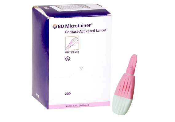 BD Microtainer Contact Activated 200Pack Lancets, Type of Lancet : Medium Flow/Pink