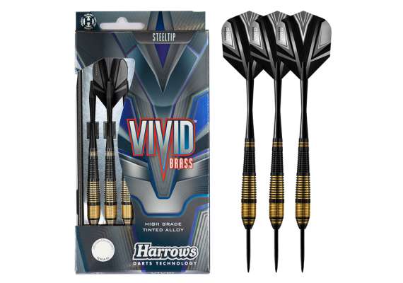 Harrows Vivid Black Brass Steel Tip Darts