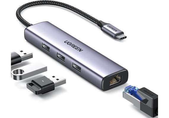UGREEN USB C to USB 3.0 Hub and Gigabit Ethernet