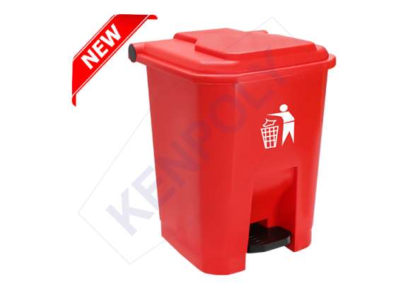 Kenpoly 50Litre Pedal Bin, Product Capacity: 50L, Product Colour: Red