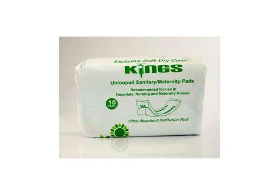 Kings 10Pack Unlooped Sanitary Maternity Pads