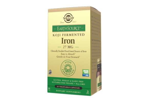 Solgar Earth Source Koji Fermented Iron 27 mg Vegetable Capsules Supplement