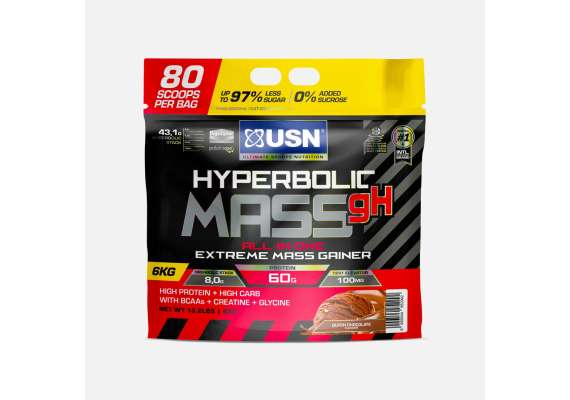 USN 6kg Hyperbolic Mass All In One Extreme Mass Gainer Supplement, Flavor: Dutch Chocolate