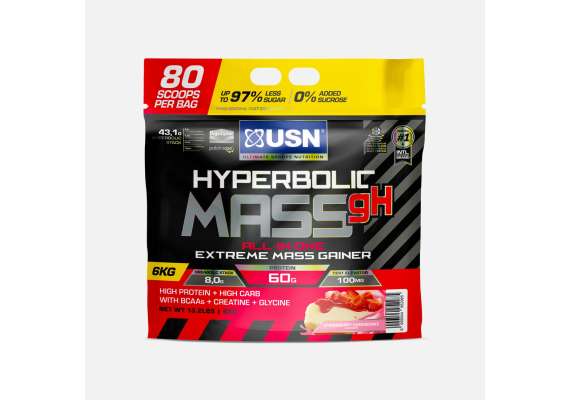 USN 6kg Hyperbolic Mass All In One Extreme Mass Gainer Supplement, Flavor: Strawberry Cheesecake