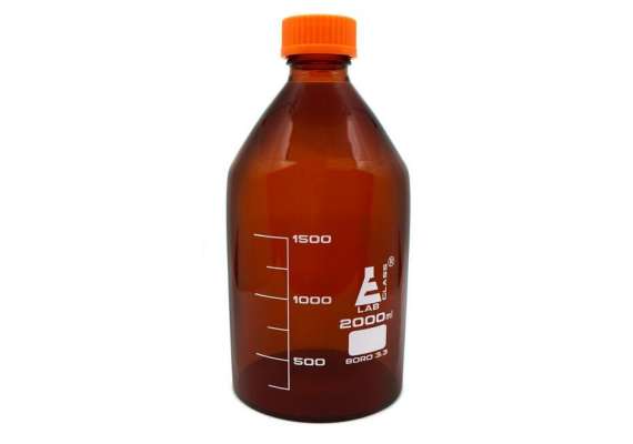 Borosil Amber 2000ml Media Culture Bottle