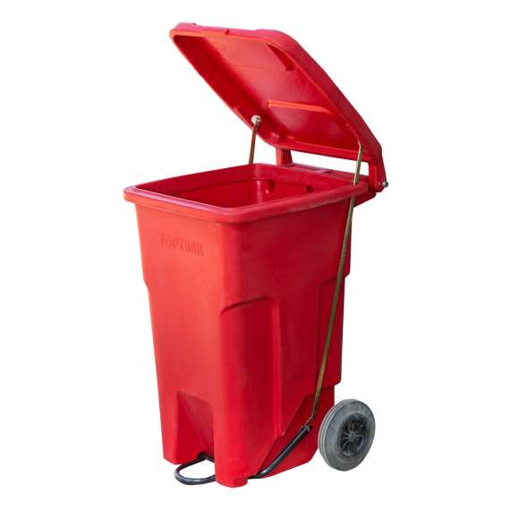TopTank 90Litre Foot Pedal Garbage Bin with Wheels, 2 image