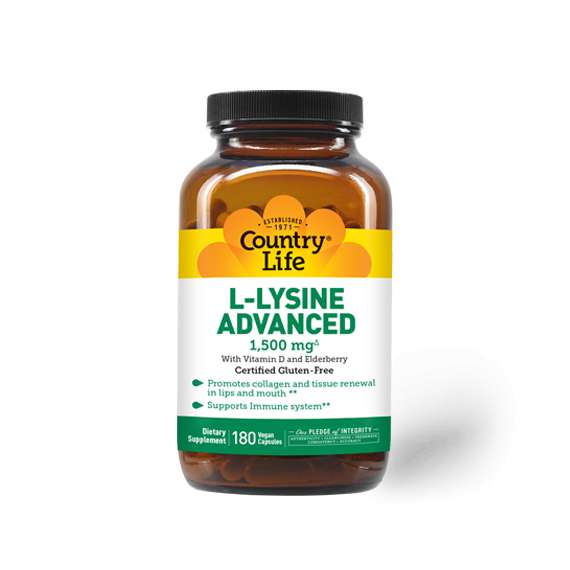 Country Life 1500mg L-Lysine Advanced 180 Capsules Supplement