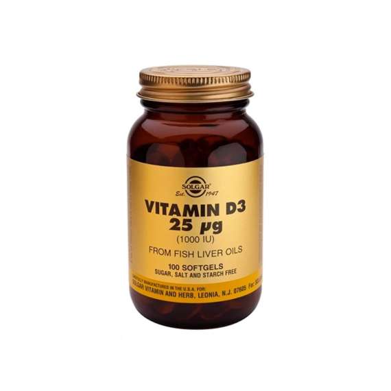 Solgar 25mcg(1000IU) Vitamin D3 100 Softgels, 2 image