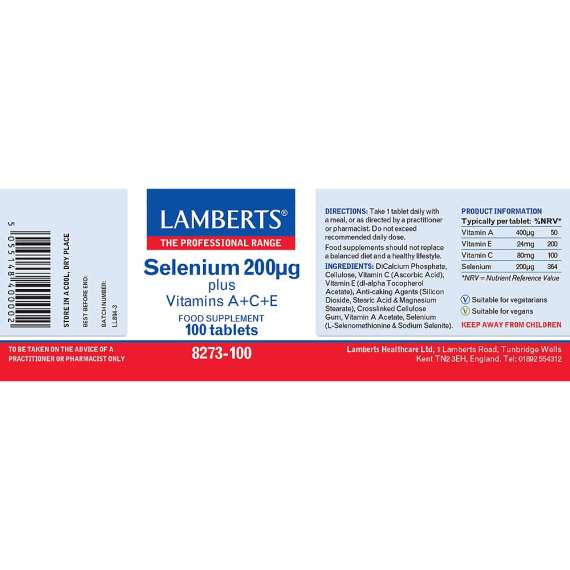 Lamberts 200mcg Selenium 100 Tablets Supplement, 2 image