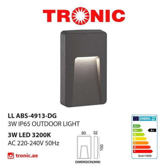 Tronic LL ABS-4913-DG Outdoor LED Step Light, 2 image